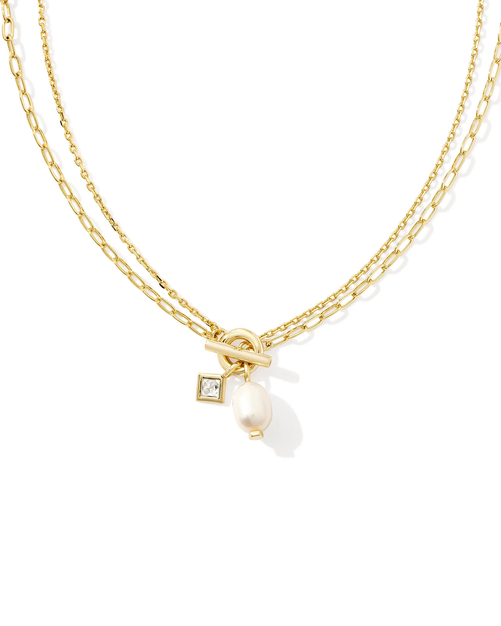 Eve Gold Chain Multi Strand Necklace in White Pearl | Kendra Scott | Kendra Scott