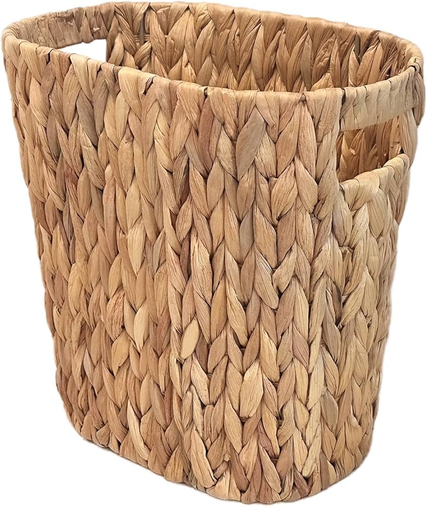Bathroom Wicker Trash Can Wicker Waste Basket with Built-in Handles Water Hyacinth Hand Woven Gar... | Amazon (US)