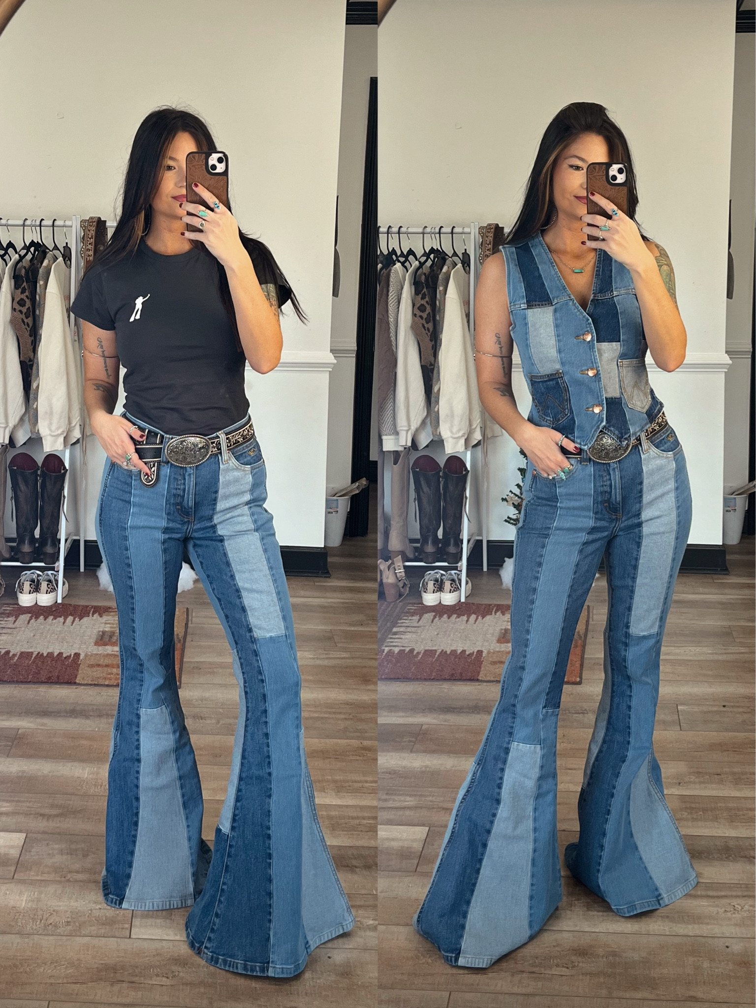 Wrangler x Lainey Wilson! Some of the cutest patch denim pieces and fitted tee! Wearing size xs tops & 25 jeans! Inseam is 34"

#LTKSaleAlert #LTKSeasonal #LTKStyleTip