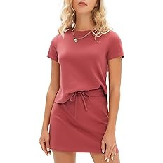 EXLURA Womens Summer 2 Piece Short Skirt Sets Short Sleeve Tshirt Matching Tennis Skort Cotton Ai... | Amazon (US)