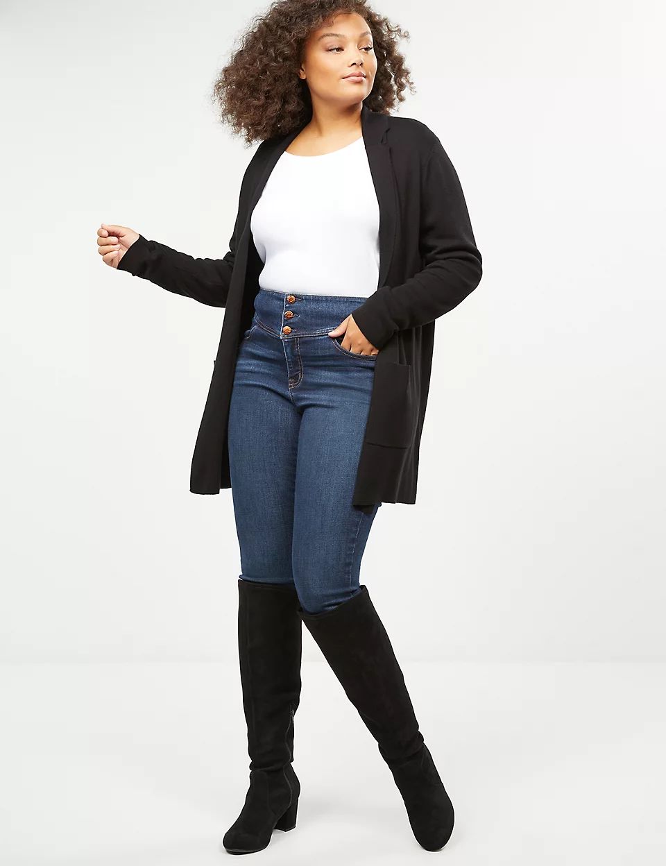 High-Rise 3-Button Jegging - Dark Wash | Lane Bryant (US)