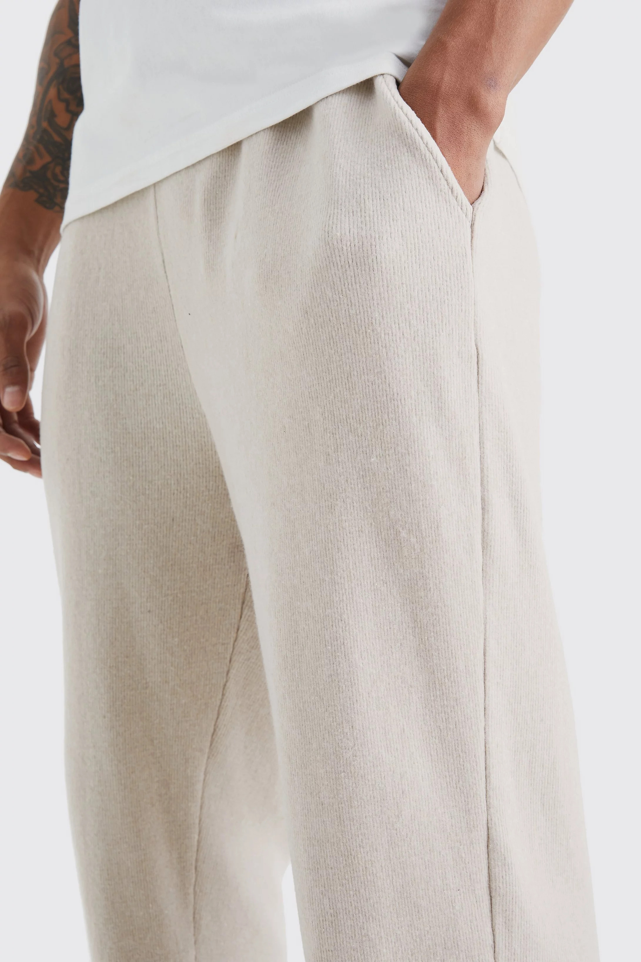 Brushed Rib Ottoman Relaxed Split Hem Sweatpants | boohooMAN (US & Canada)