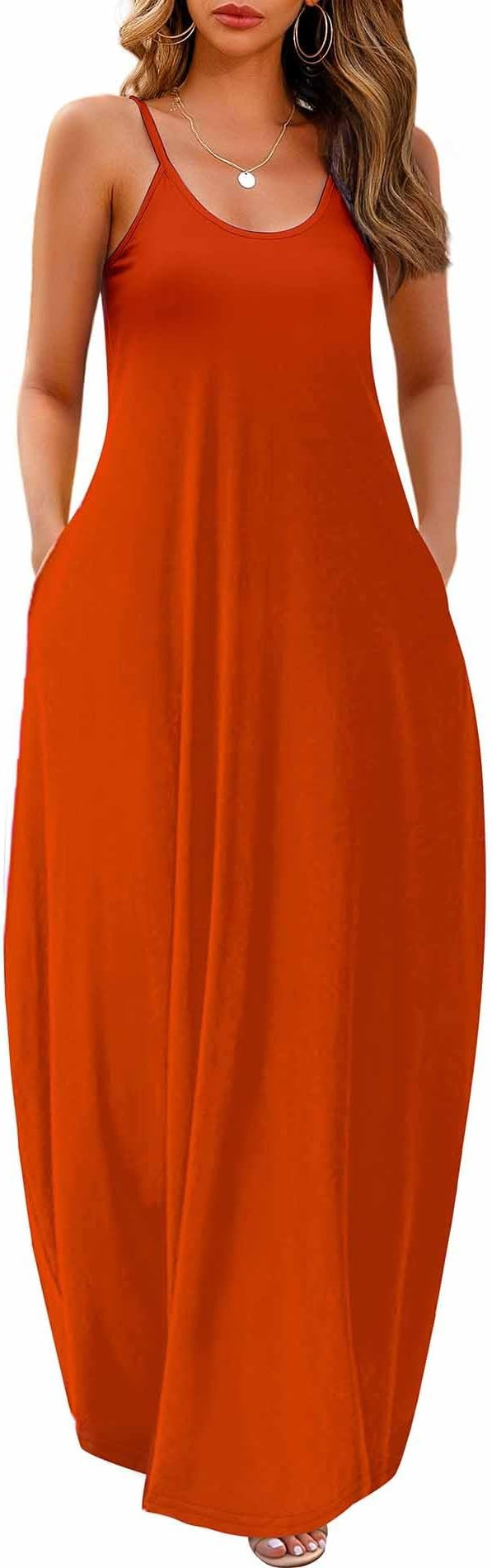 Wolddress Womens Maxi Dress with Pockets 2026 Casual Strap Plus Size Loose Plain Long Office Summ... | Amazon (US)