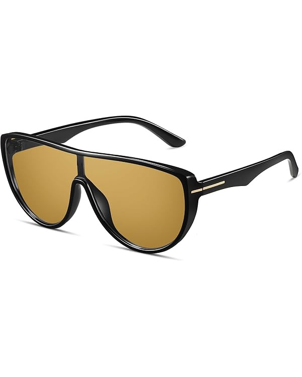 Oversized Aviator Sunglasses for Women Men Retro Big Round Aviators Trendy 70s Vintage Shield Sun... | Amazon (US)