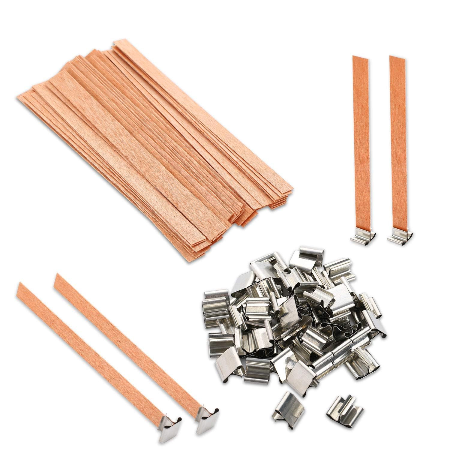 VABNEER Wood Candle Wicks with Iron Stand Sustainer for Handmade DIY Craft Making 13 x 130mm（50... | Amazon (CA)