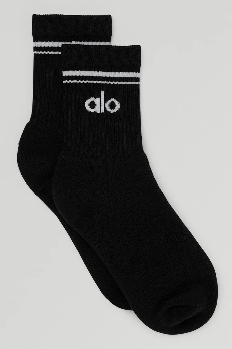 Unisex Half-Crew Throwback Sock - Black/White | Alo Yoga (US)