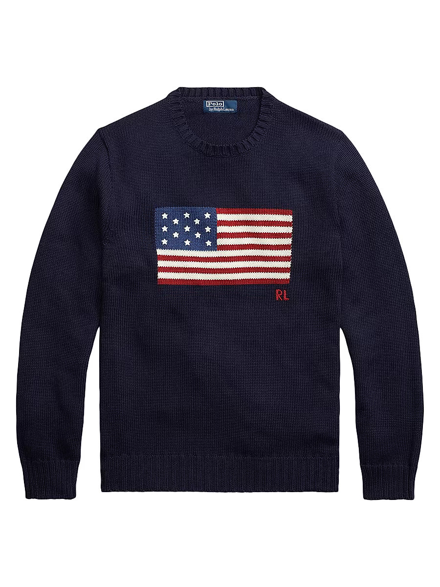 Polo Ralph Lauren Men's The Iconic Flag Cotton Sweater - Hunter Navy - Size XXL | Saks Fifth Avenue