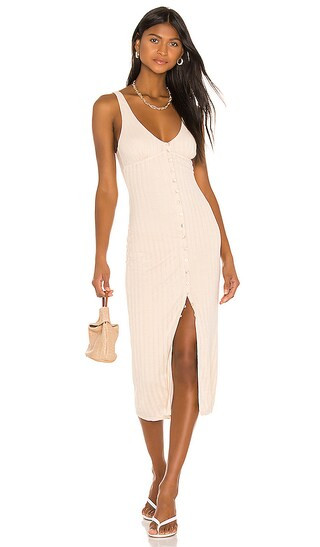 Rockaway Midi Dress in Light Tan | Revolve Clothing (Global)