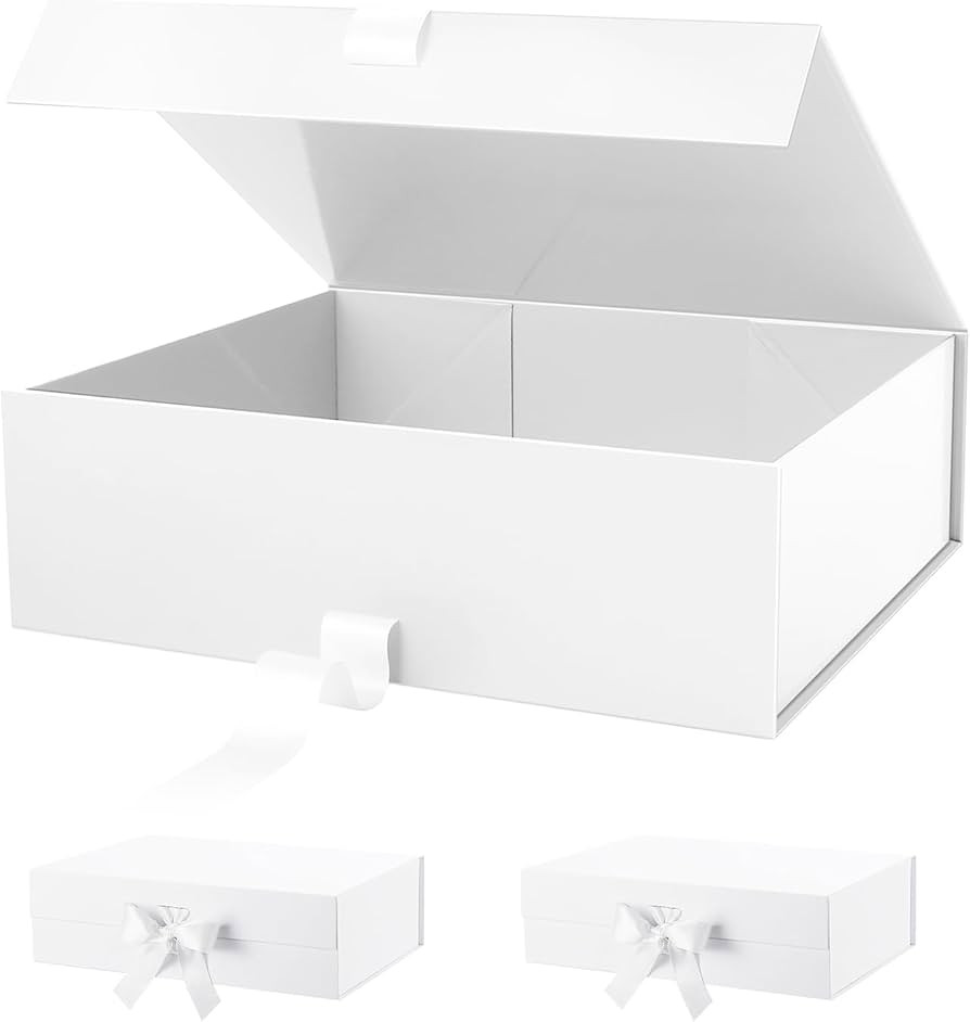 PACKHOME 16.3x14.2x5 Inches, 3 Extra Large Gift Boxes with Lids, Gift Boxes with Ribbon for Cloth... | Amazon (US)