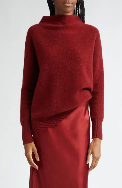 Vince Boiled Cashmere Funnel Neck Pullover in Ruby Ink at Nordstrom, Size Large | Nordstrom