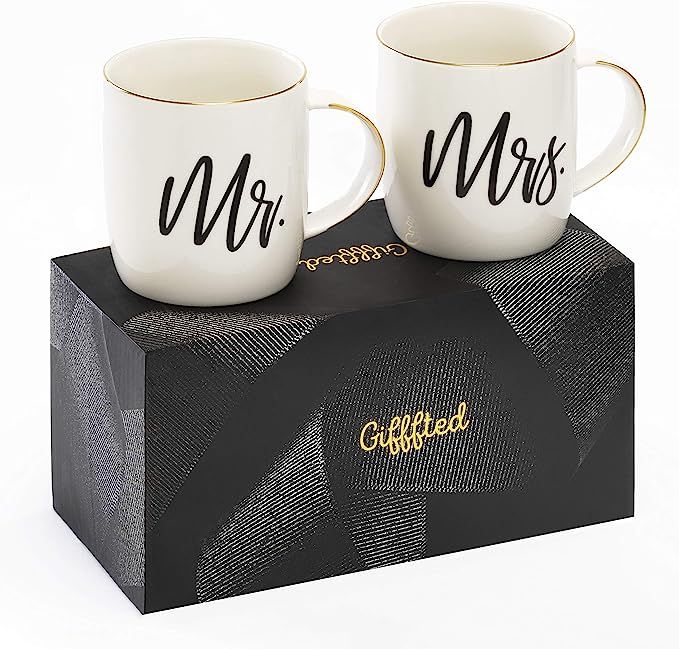 Triple Gifffted Mr and Mrs Coffee Mugs Gifts, For Wedding, Anniversary, Engagement, Present For C... | Amazon (US)