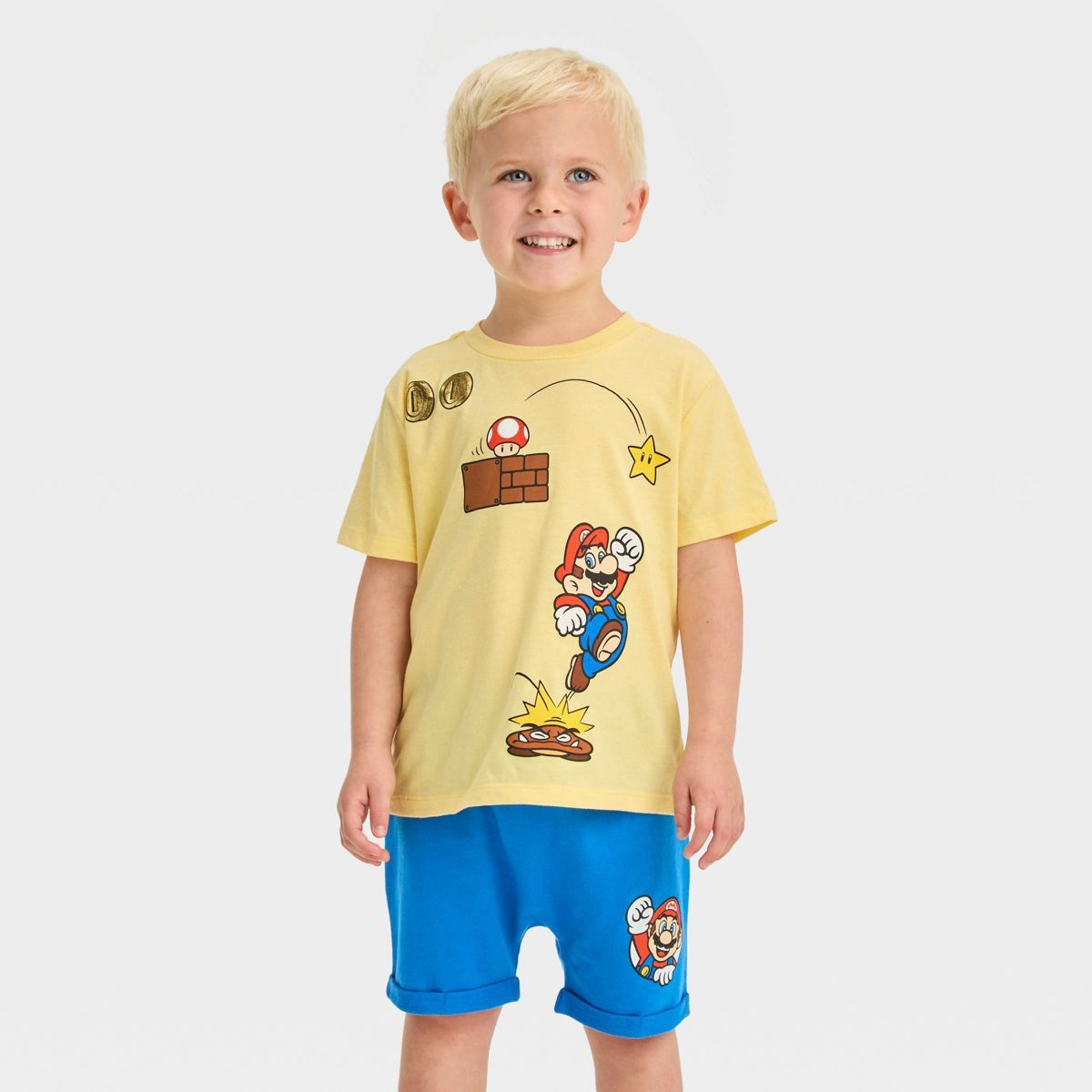 Toddler Boys' Nintendo Top and Bottom Set - Yellow/Blue | Target