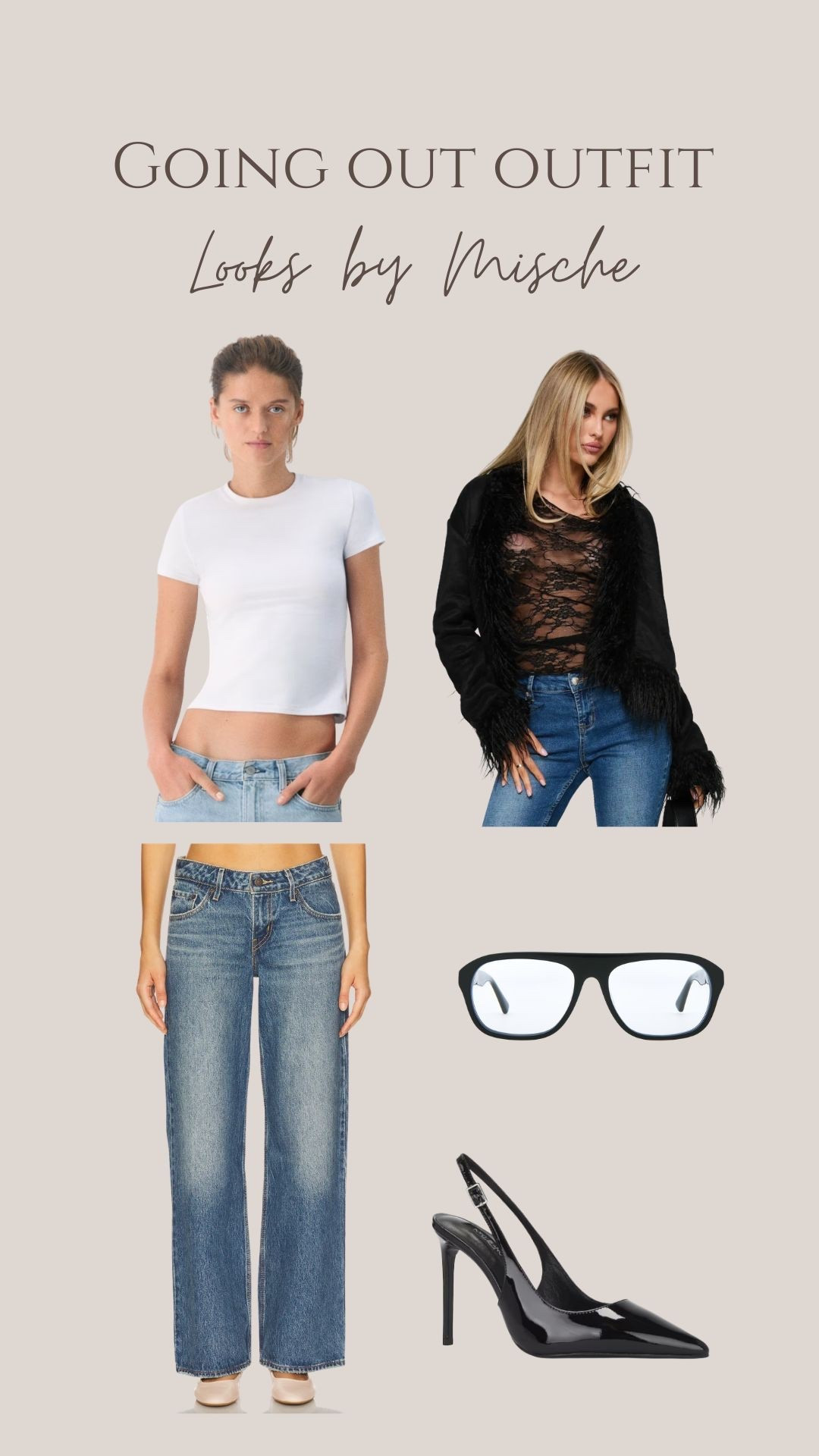 This shaggy black jacket paired with low rise jeans, a cropped tee and clear glasses is the perfect going out look for dinner!

#LTKootd