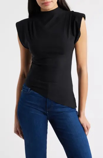 NIKKI LUND Cora Strong Shoulder Asymmetric Jersey Top | Nordstrom | Nordstrom
