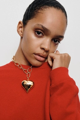 Large Solid Heart Charm Link Necklace | Anthropologie (US)