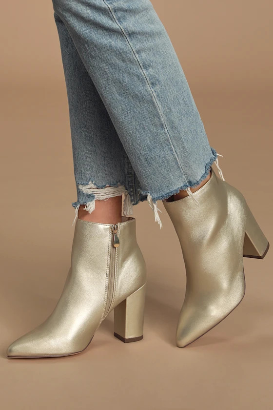 Ottava Light Gold High Heel Booties | Lulus (US)