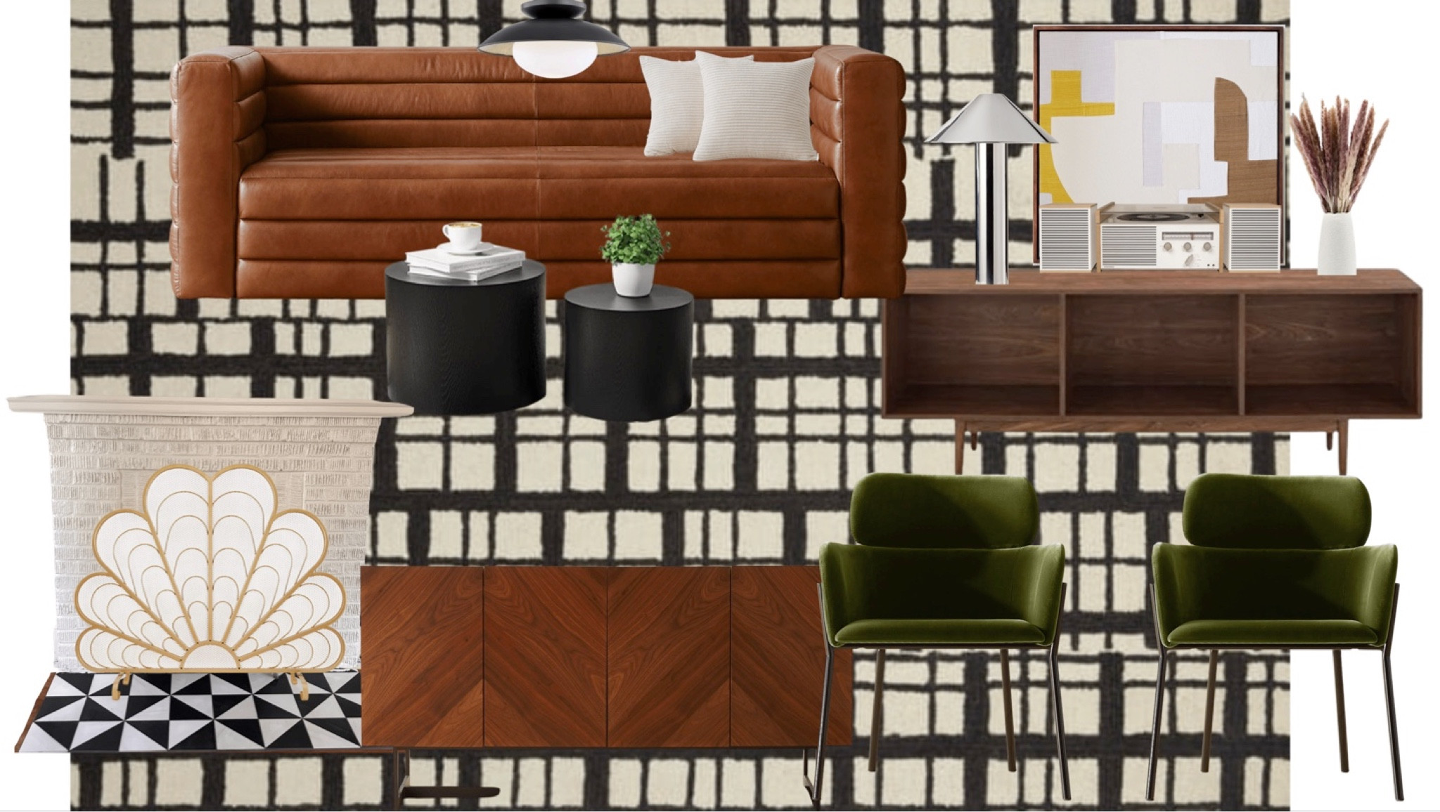 Some of my favorite pieces from one of my designs! Leather couches are my favortie right now! Accent chairs, coffee table, console cabinets, media console, decor, fireplace screen, lamps, art, mid-century. 

#LTKstyletip #LTKhome #LTKMostLoved
