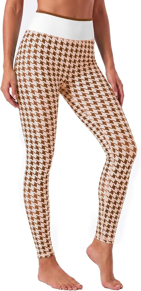 Aoysky Womens High Waist Houndstooth Leggings No Front Seam Yoga Pants | Amazon (US)