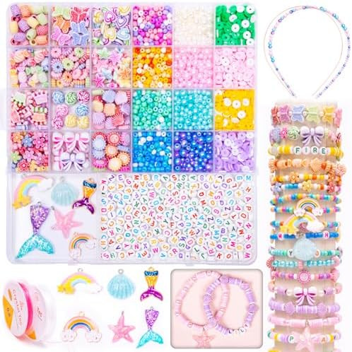 MiuCo Bracelet Making Kit for Kids Girls - Cute Beads for Jewelry Making Kit with Charms - Arts a... | Amazon (US)