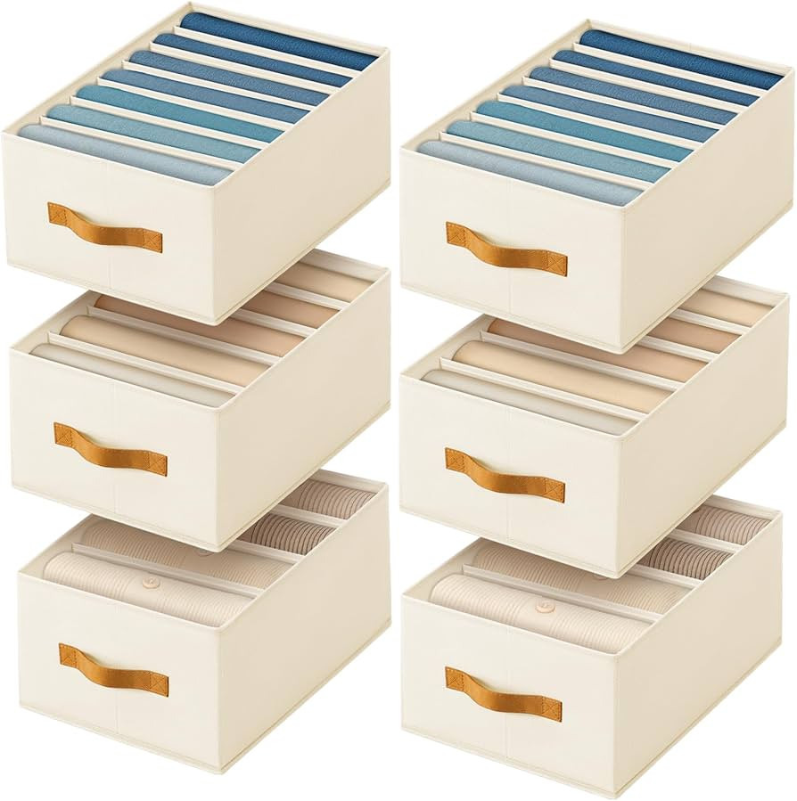 Large Drawer Organizer Clothes, Foldable Closet Organizers Dividers, 4/5/7 Grids Storage Organize... | Amazon (US)