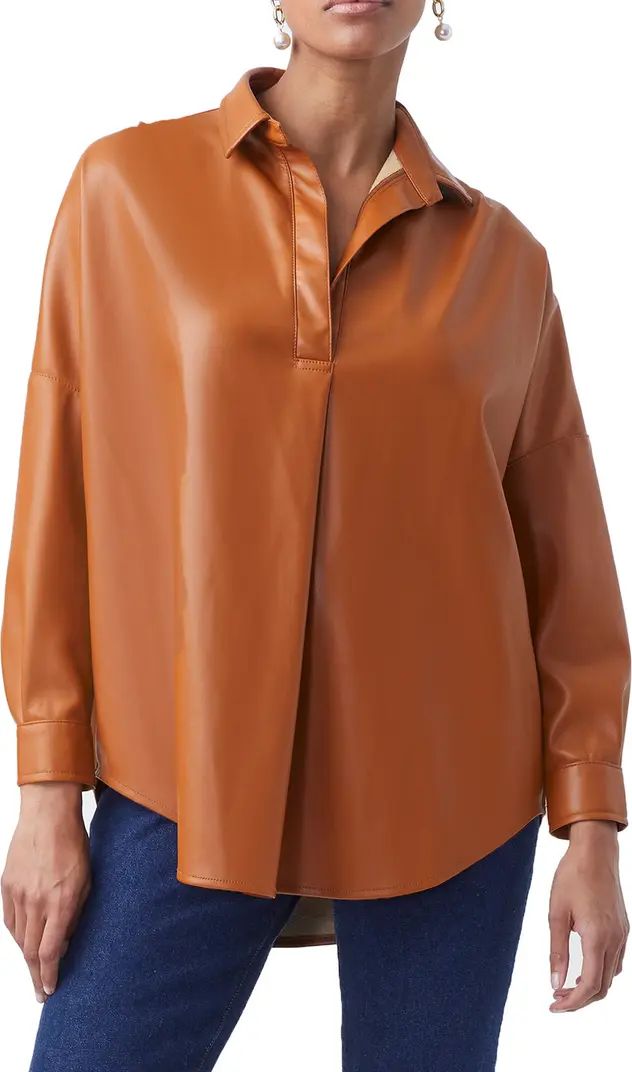 French Connection Faux Leather Popover Shirt | Nordstrom | Nordstrom
