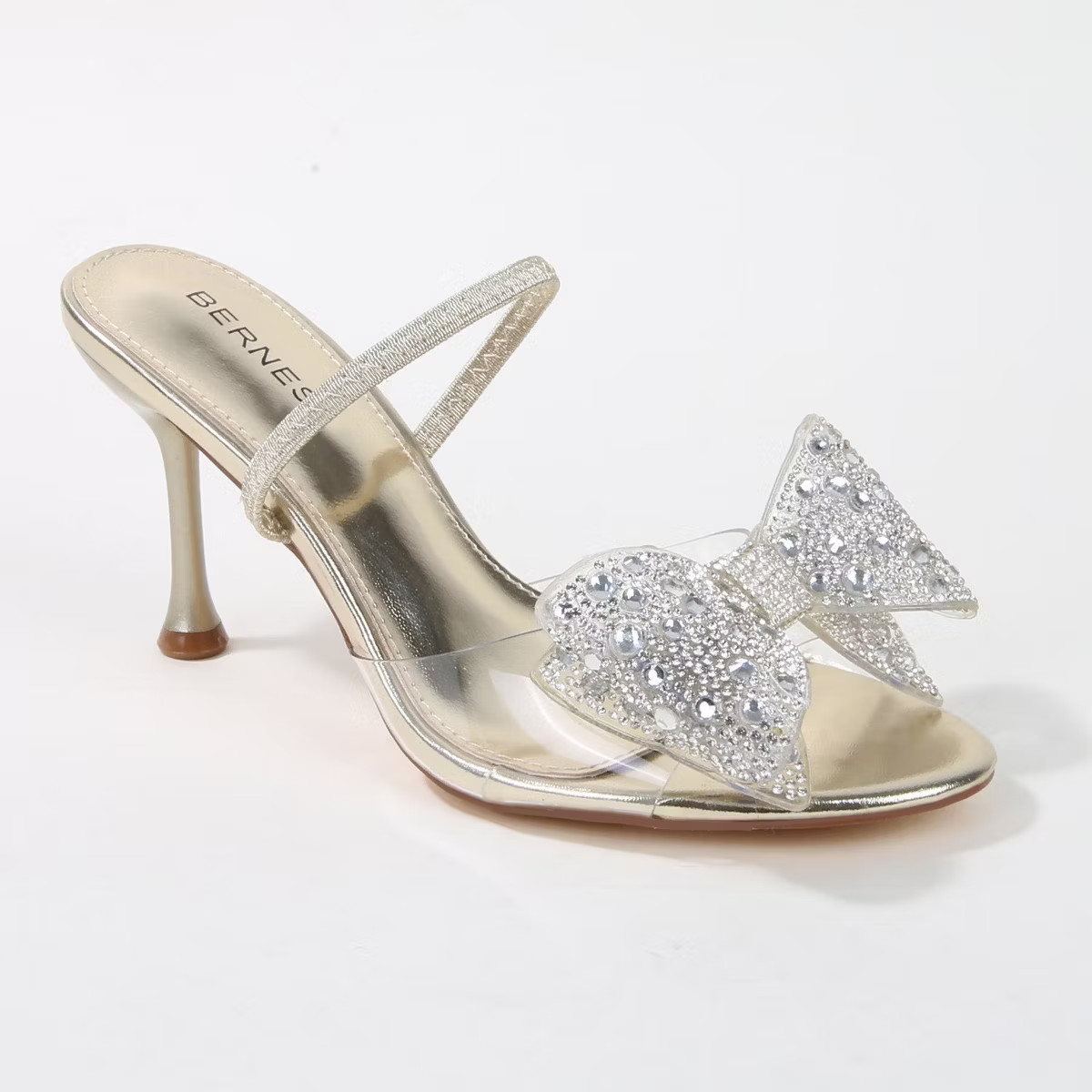 Berness Women's Fonda Clear Heeled Sandals with Rhinestone Bow Gold 7 | Target