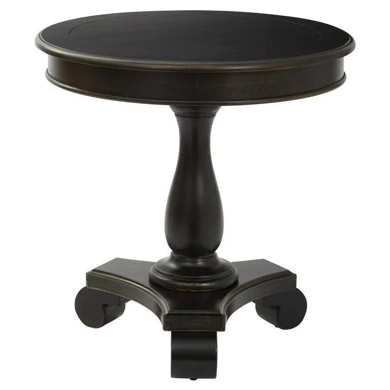 OSP Home Furnishings Avalon Hand Painted Round Accent table in Antique Black Finish | Walmart (US)