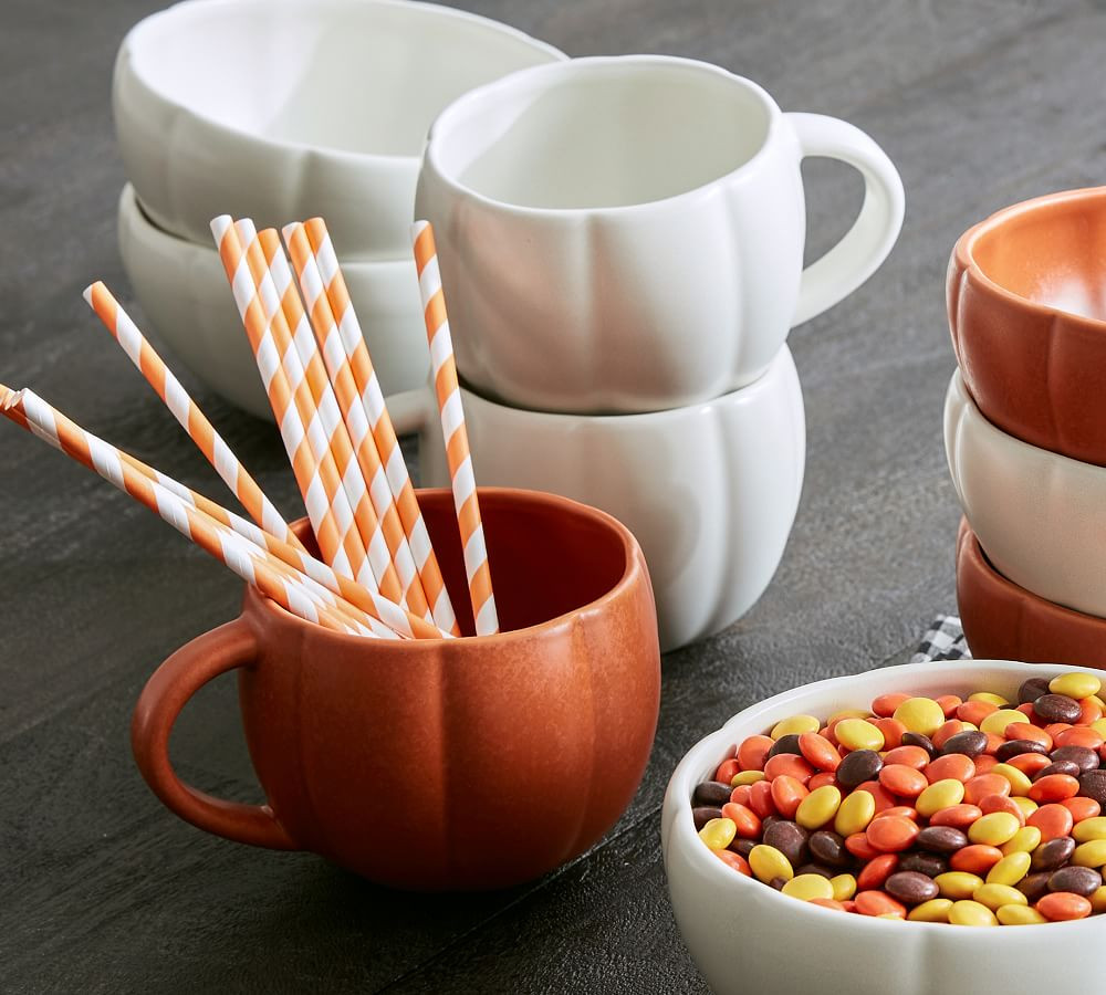 Figural Pumpkin Stoneware Mugs | Pottery Barn (US)