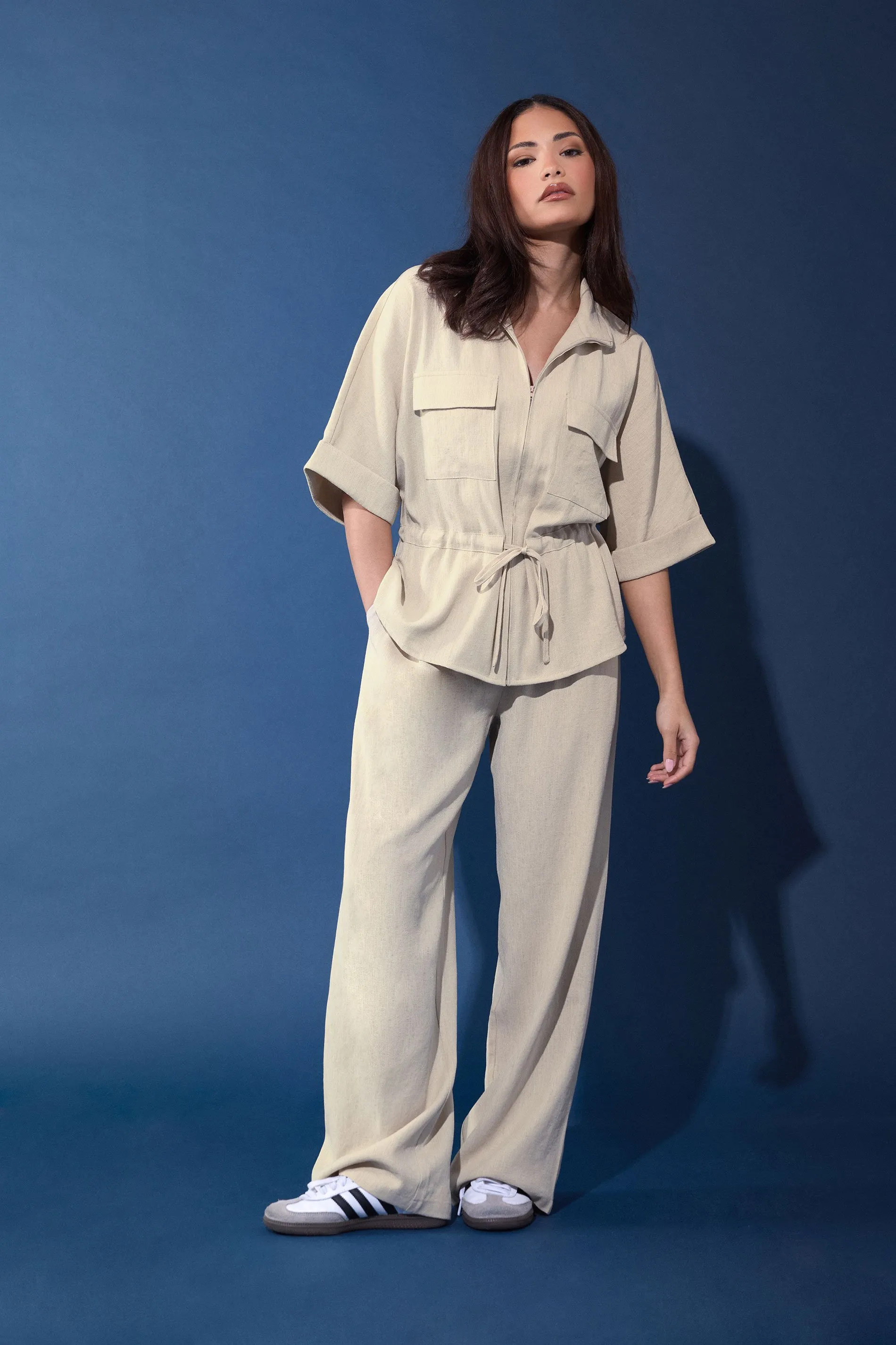 Natural PixieGirl Petite Wide Leg Trousers | Debenhams | Debenhams UK