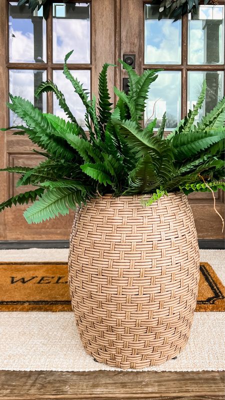 Spring is coming! These gorgeous faux ferns are currently on sale 2 for $40! Also loving these wicker outdoor tables with storage that can also double as a planter! Amazon target nearly natural layered jute rug and doormat spring and summer porch decor front door design home decor 

#LTKfindsunder100 #LTKstyletip #LTKhome