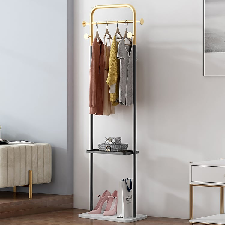 66" Modern Freestanding Rail Cloth Rack with Marble Base | Homary