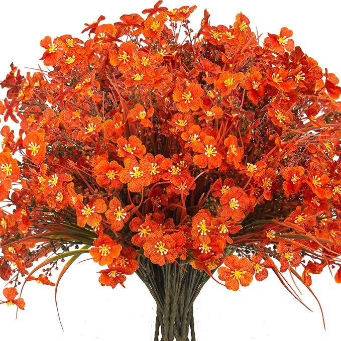 20 Bundles Artificial Fall Flowers Outdoor,No Fade Fake Plastic Flowers,Faux Autumn Plants for In... | Amazon (US)