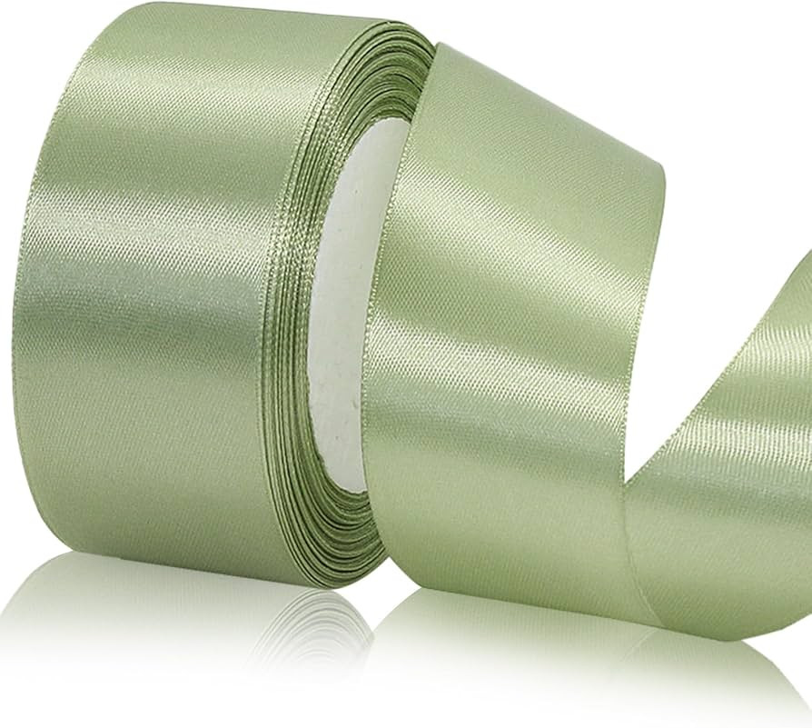 Sage Green Ribbon 1 1/2 inch x 25 Yards, Light Green Satin Ribbon for Flower Bouquet Accessories,... | Amazon (US)