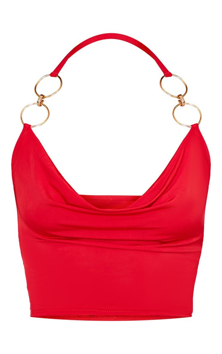 Red Chain Halter Crop Top | PrettyLittleThing US