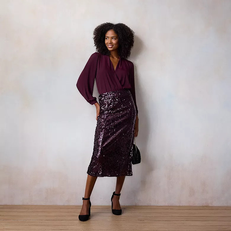 Women's LC Lauren Conrad Sequin Midi Slip Skirt | Kohl's