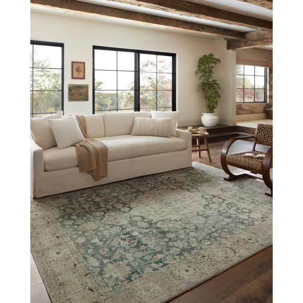 Magnolia Home By Joanna Gaines X Loloi Sinclair Machine Washable Jade / Sand Area Rug | Wayfair North America