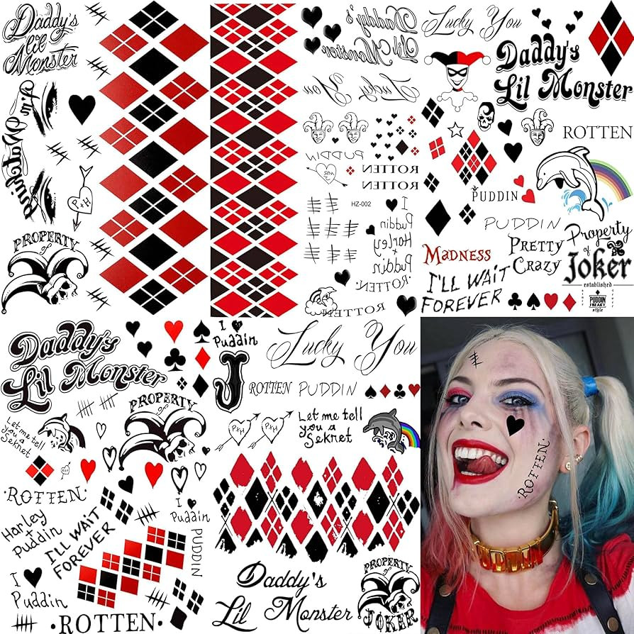 5 Sheets HQ Halloween Temporary Tattoos For Women Men Adults, Joker Face Hand Tattoos Halloween M... | Amazon (US)