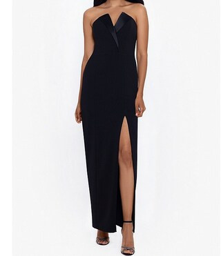 Betsy & AdamPetite Size Sleeveless V-Neck Tuxedo Bodice Scuba Crepe Gown | Dillard's