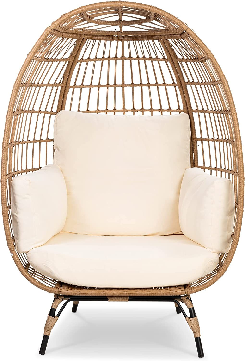 Best Choice Products Wicker Egg Chair, Oversized Indoor Outdoor Lounger for Patio, Backyard, Livi... | Amazon (US)