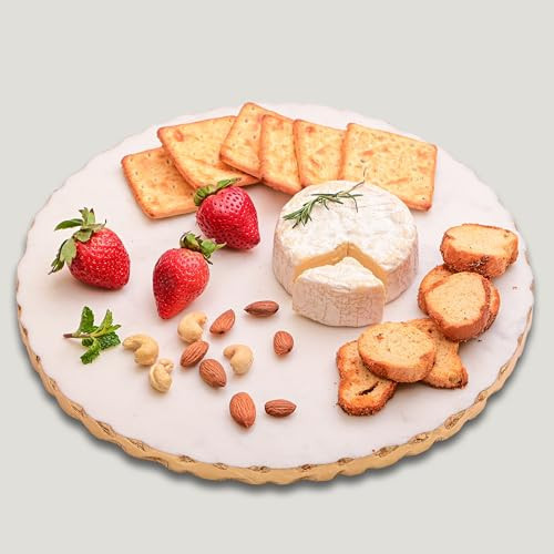 ecstassy Marble Cheese Board, 11.25 Inch Marble Charcuterie Board with Gold Foiling, Elegant Marble Platter, Natural Marble Round Cheese Servers, Perfect for Serving and Home Decor | Amazon (US)