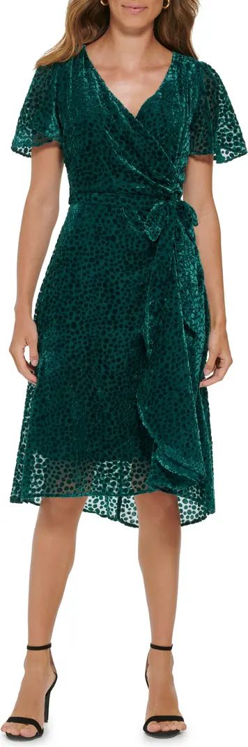 Surplice V-neck Burnout Dot Midi Dress | Nordstrom Rack