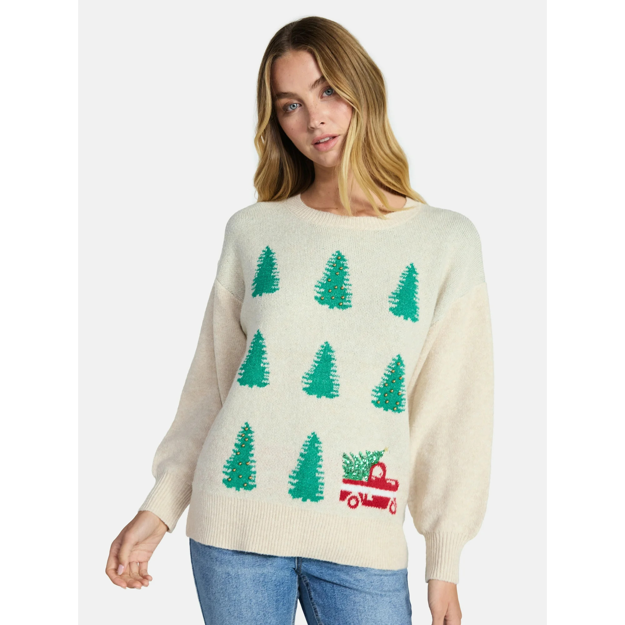 Holiday Time Pretty Chrismas Sweater | Walmart (US)