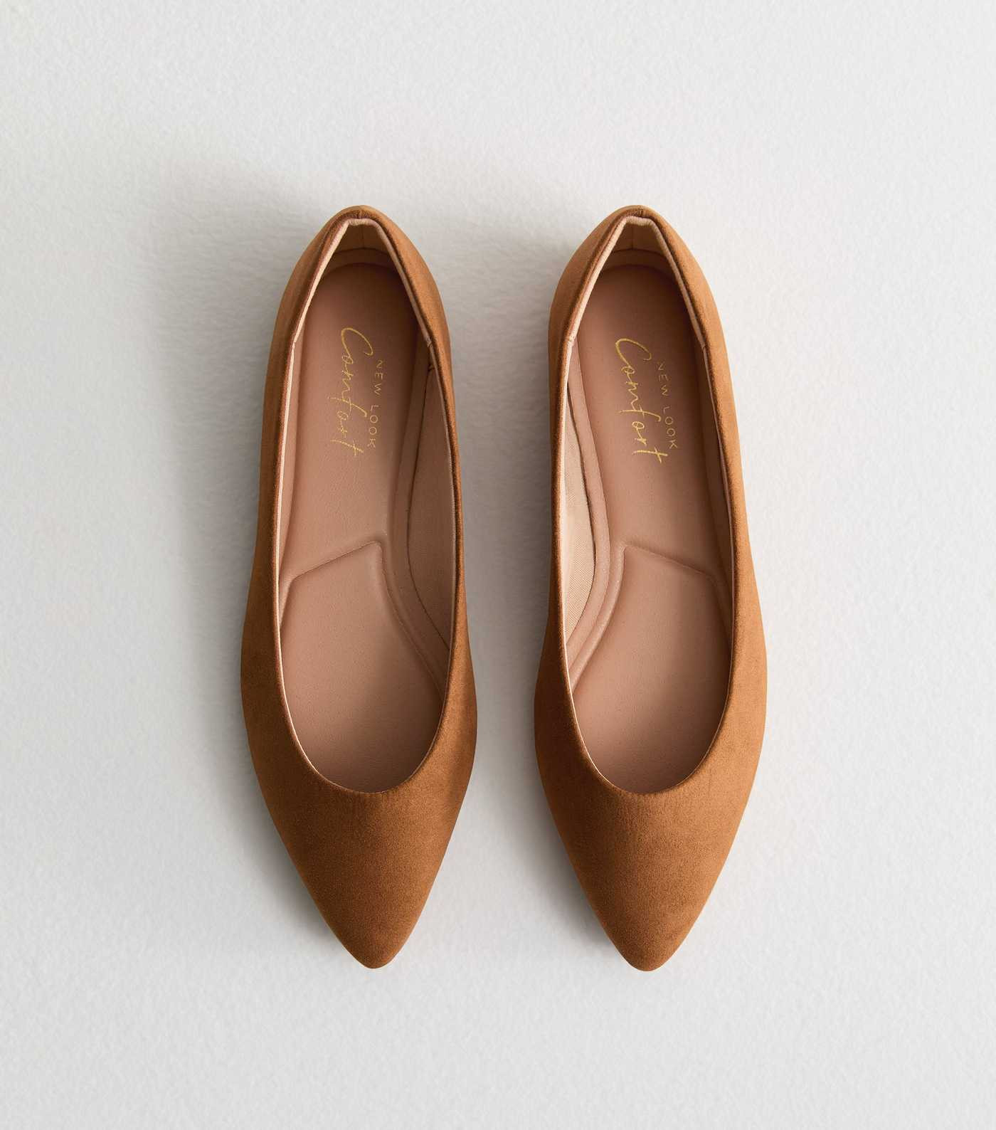 Tan Suedette Pointed Ballerina Pumps | New Look | New Look (UK)