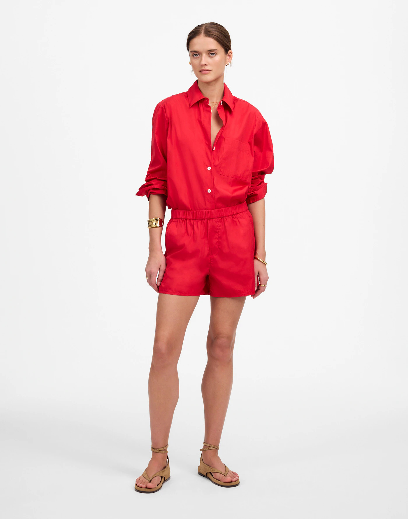 Poplin Easy Y-Neck Button-Up Shirt | Madewell | Madewell