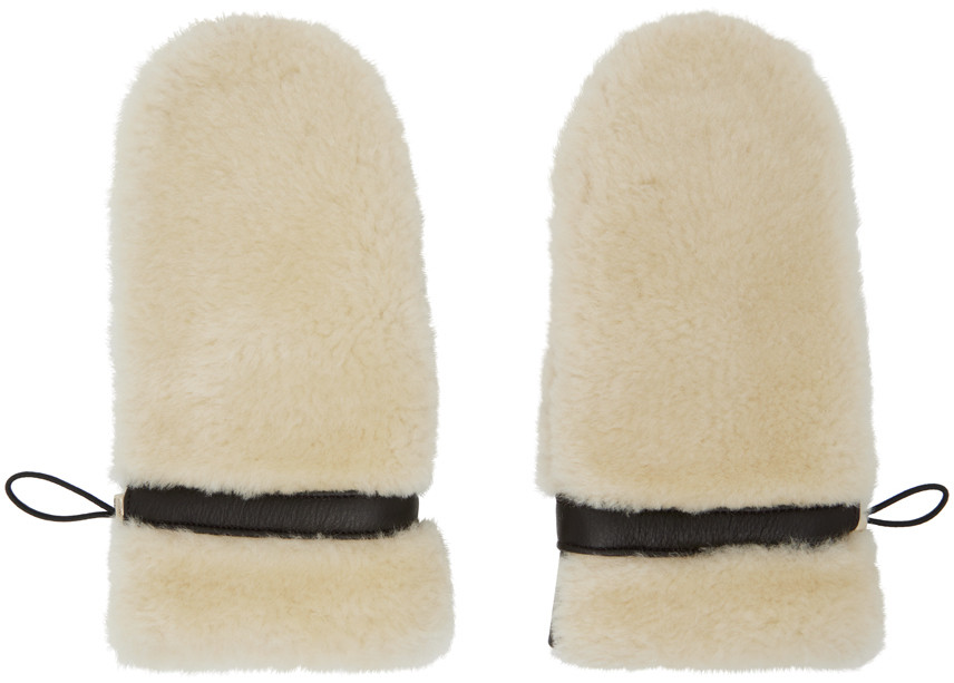 Chloé Brown & Beige Shearling Mittens | SSENSE