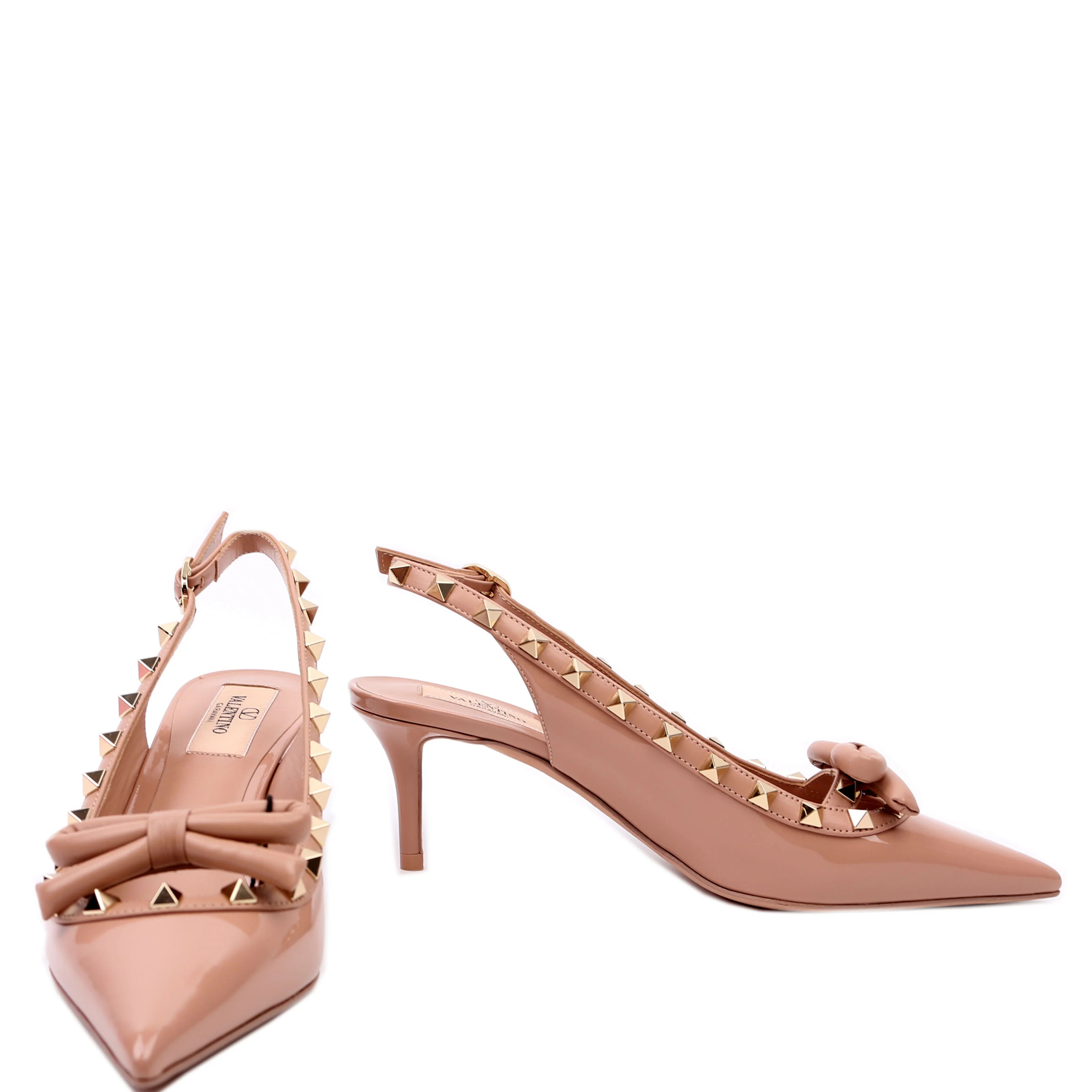 Rockstud Bow Slingback Pumps Size 36.5 Nude | Keeks Designer Handbags