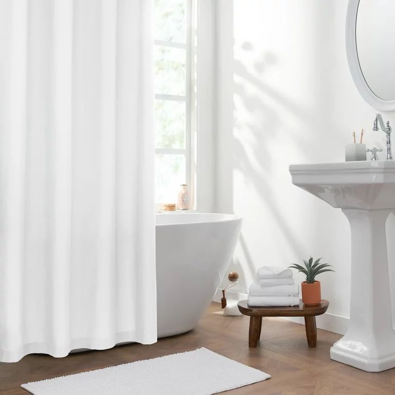 Gap Home Solid Textured Organic Cotton Shower Curtain White 72"x72" | Walmart (US)