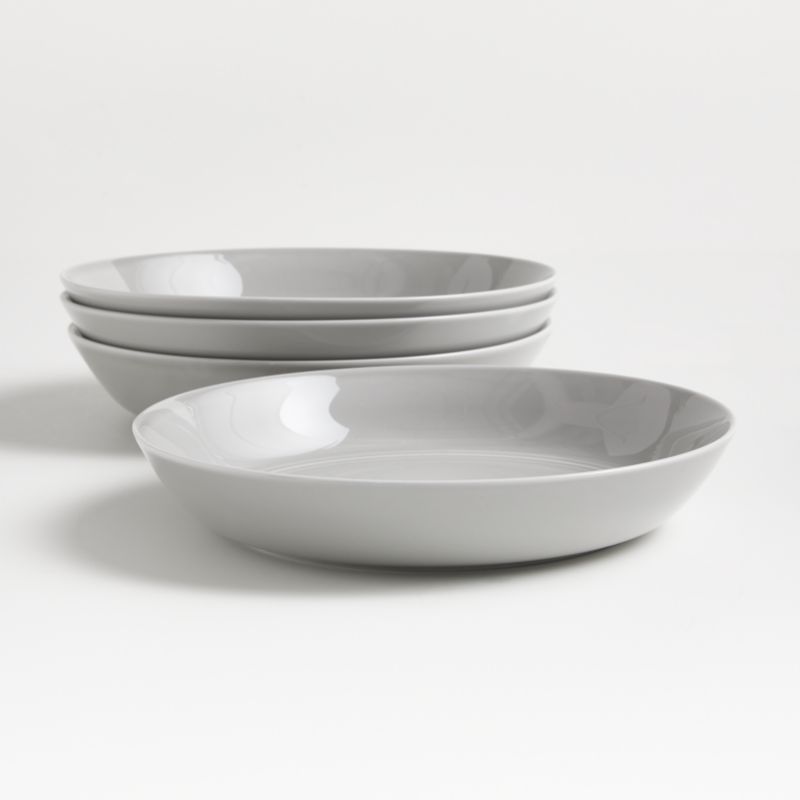 Hue Light Grey Low Bowls, Set of Four + Reviews | Crate & Barrel | Crate & Barrel