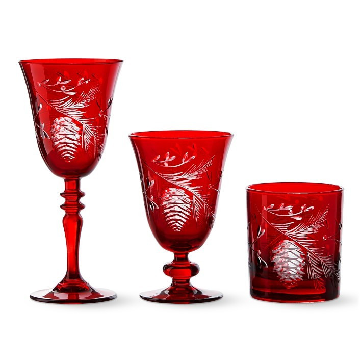 Red Pinecone Cut Glassware Collection | Williams-Sonoma