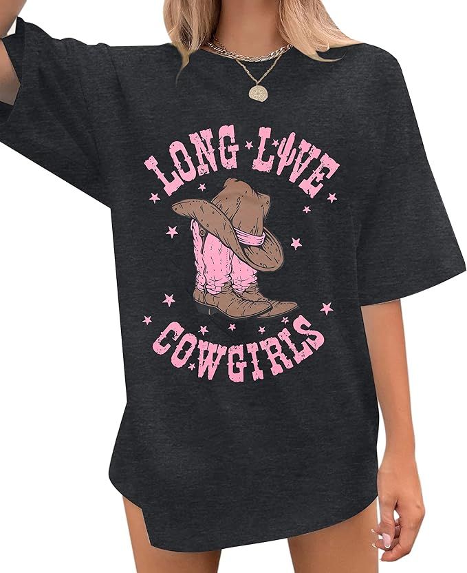 Cowgirl Shirts for Women Western Cowgirls Oversized T Shirt Retro Country Music Tee Casual Short ... | Amazon (US)